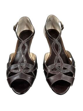 Clarks Artisan Korbin Dark Brown Leather Sandals Shoes Size 7.5